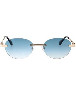 Palm Angels Crystal Sonnenbrille Mit Ovalem Gestell - Blau