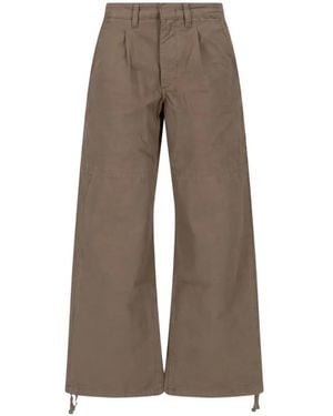 Jeanerica Pleated Drawstring Jeans - Brown