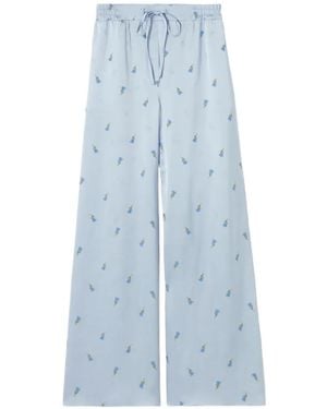 Claudie Pierlot Floral-Pattern Palazzo Trousers - Blue