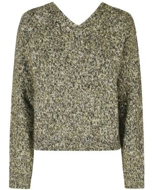 Tela Marl-Knit V-Neck Sweater - Green