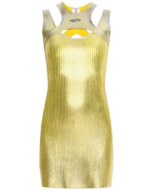CASABLANCA Mini Dress With Cutouts And Metallic Print - Yellow