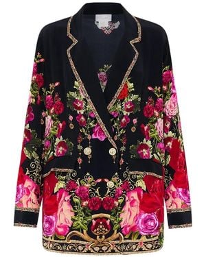 CAMILLA Double-Breasted Floral Jacket - Black