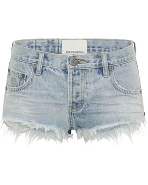 One Teaspoon Frayed Low-rise Shorts - Blue