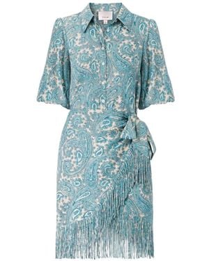 Cinq À Sept Kember Fringed-Trim Mini Dress - Blue