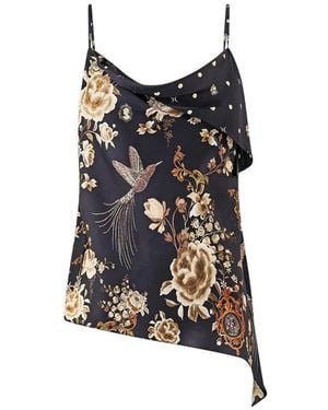 CAMILLA Asymmetric Draped Top - Black