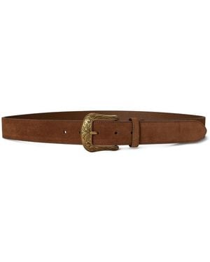 Ralph Lauren Ceinture En Daim À Boucle - White