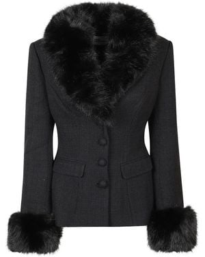 Self-Portrait Tweed Jack Met Afwerking - Zwart