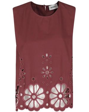 MEIMEIJ Broderie-Anglaise Sleeveless Blouse - Purple