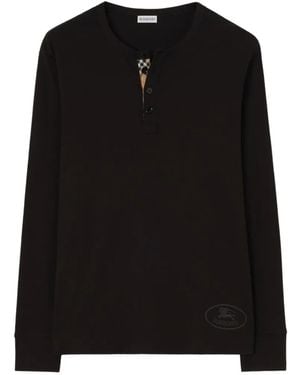 Burberry Haut En Coton À Manches Longues - Black