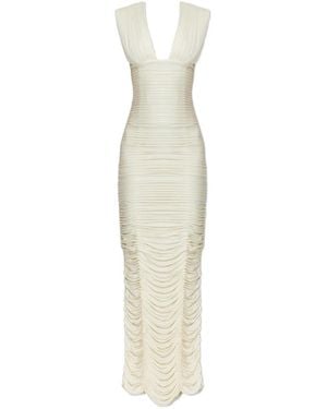 Versace Vestido Largo Con Cuello En V - Blanco