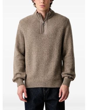Barbour Jersey Texturizado Con Media Cremallera - Marrón