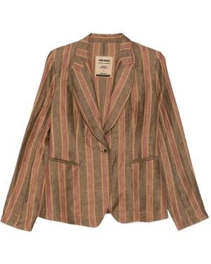 Uma Wang Karon Striped Single-Button Blazer - Brown