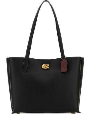 COACH Two-Handle Leather Tote Bag - Black