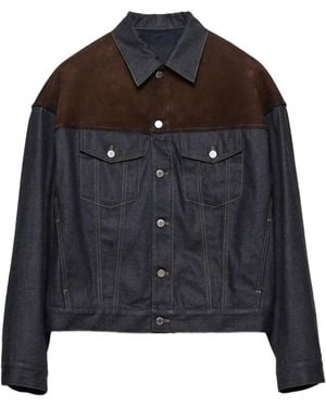 Prada Giacca Denim Con Inserti - Nero