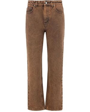 Moorer Jeans mit Logo-Patch - Braun
