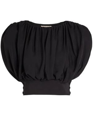 Heirlome Cummerbund Gesmockte Top Met Pofmouwen - Zwart