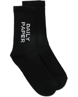 Daily Paper Logo-Print Socks - Black