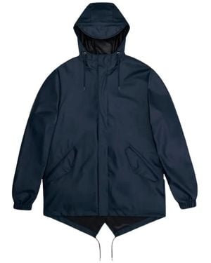 Rains Fishtail Drawstring-Hem Jacket - Blue