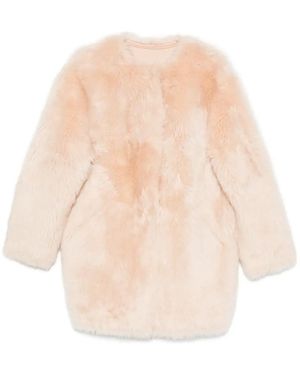 Liska Shearling Round-Neck Jacket - White