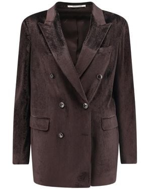 Tagliatore Corduroy Double-Breasted Blazer - Brown