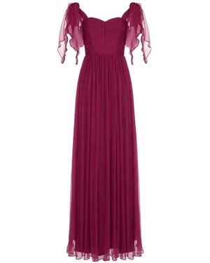 ROSERRY Elizabeth Silk Pleated Maxi Dress - Purple