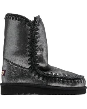 Mou Metallic Whipstitch-Trim Boots - Black