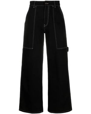 Stella McCartney Contrasting Stitching Wide-Leg Jeans - Black