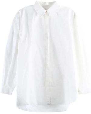Amomento Concealed-Front Curved-Hem Shirt - White