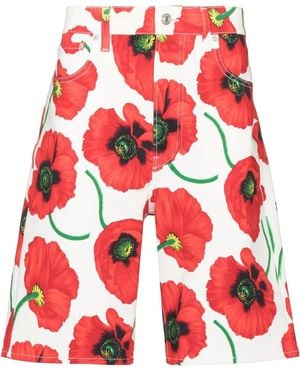 KENZO Poppy-Print Bermuda Shorts - Red