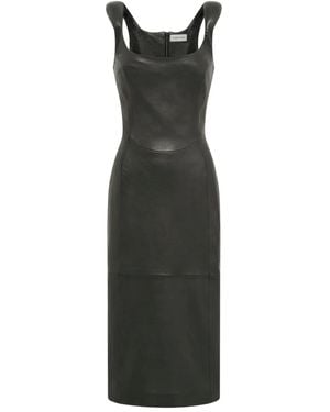 Marine Serre Glossy Moon Leather Midi Dress - Black