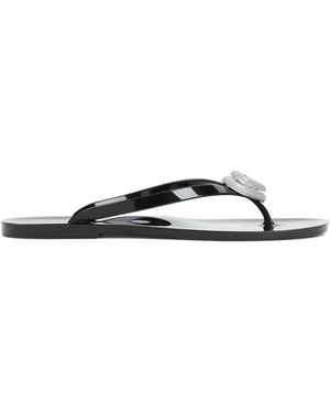 Mach & Mach Heart-Charm Flip Flops - White