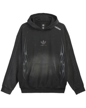 HELLSTAR X Adidas Graphic-Print Fleece Hoodie - Black