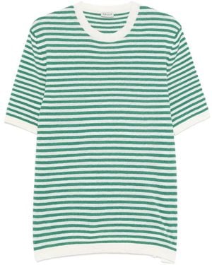 GALLIA Striped-Pattern T-Shirt - Green