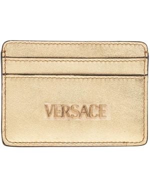 Versace Metallic Logo-Embossed Cardholder - Natural