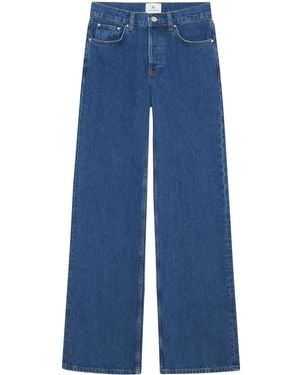 Anine Bing Jackie Logo-patch Straight-leg Jeans - Blue