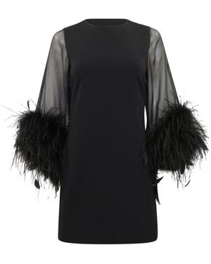 Alice + Olivia Izola Feathered Minidress - Black