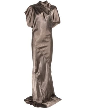 Rick Owens Short-Sleeve Draped-Design Maxi Dress - Natural