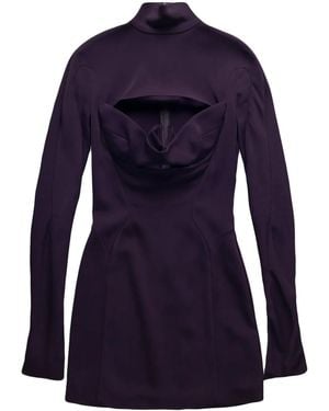 Mugler Vestido Slice corto con manga larga - Azul