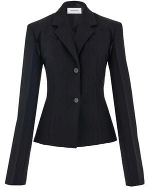 Ferragamo Pleated-Sleeve Cropped Blazer - Blue