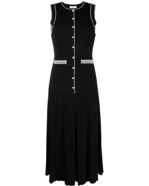 Sandro Faux Pearl-Embellished Midi Dress - Black