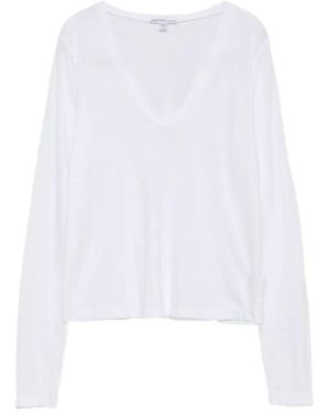 James Perse V-Neck Long-Sleeve T-Shirt - White