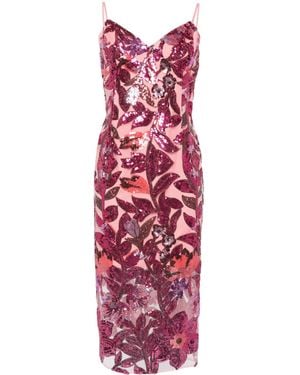 Marchesa Abito Con Paillettes - Rosso
