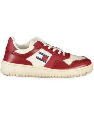 Tommy Hilfiger Logo-Detail Leather Trainers - Red