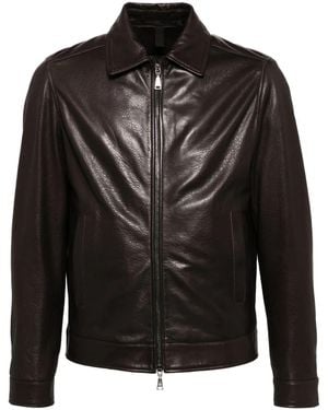 Tagliatore Zip-Up Leather Jacket - Black