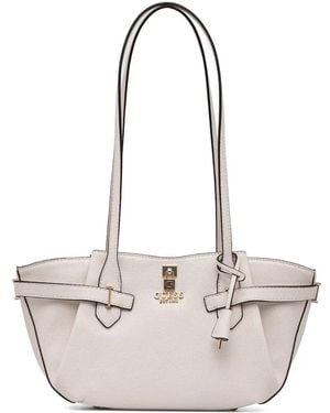 Guess Yesba Belted Pebbled Shoulder Bag - Natural