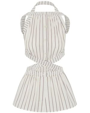 SRVC Studio Striped Cut-Out Top - White