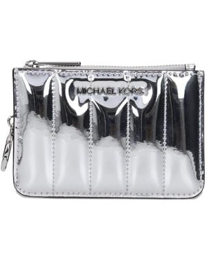 Michael Kors Quilted Metallic-Finish Wallet - Gray