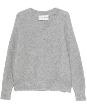 EMERSON RENALDI V-Neck Knitted Sweater - Gray