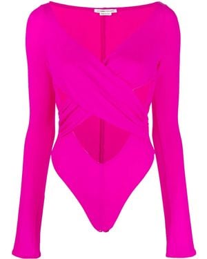 ALESSANDRO VIGILANTE Draped Cut-Out Bodysuit - Pink