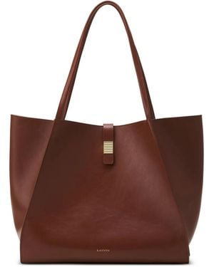 Lanvin Leather Clasp-Closure Tote Bag - Brown